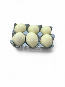 6 Resin Chicken Eggs - White