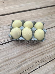 6 Resin Chicken Eggs - White