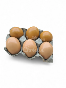 6 Resin Chicken Eggs - Lt. Brown/Dk. Brown