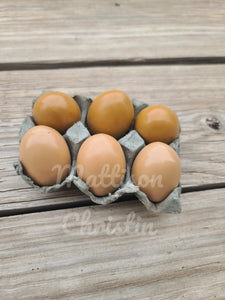 6 Resin Chicken Eggs - Lt. Brown/Dk. Brown