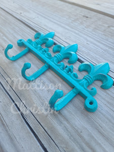 Fleur de Lis Cast Iron Coat Hat Key Towel Rack