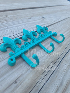 Fleur de Lis Cast Iron Coat Hat Key Towel Rack