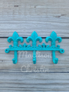 Fleur de Lis Cast Iron Coat Hat Key Towel Rack