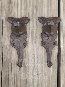 2 Cast Iron Farmhouse Pig Hooks