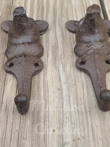 2 Cast Iron Farmhouse Pig Hooks