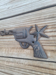 Pistol Gun Western Themed Key Towel Hat Rack Hooks
