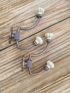 Porcelain Knob Coat Hat Hooks Set 2