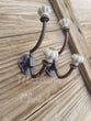 Porcelain Knob Coat Hat Hooks Set 2