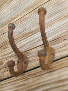 Rustic Cast Iron Coat Hat Towel Hook Set of 2