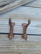 Rustic Rust Cast Iron Coat Hat Key Towel Hook Set of 2