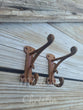 Rustic Rust Cast Iron Coat Hat Key Towel Hook Set of 2