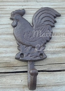 Rooster Cast Iron Hook Towel Hat Coat Key Rack