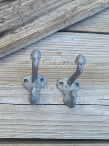 2 Cast Iron Coat Towel Hat Hooks