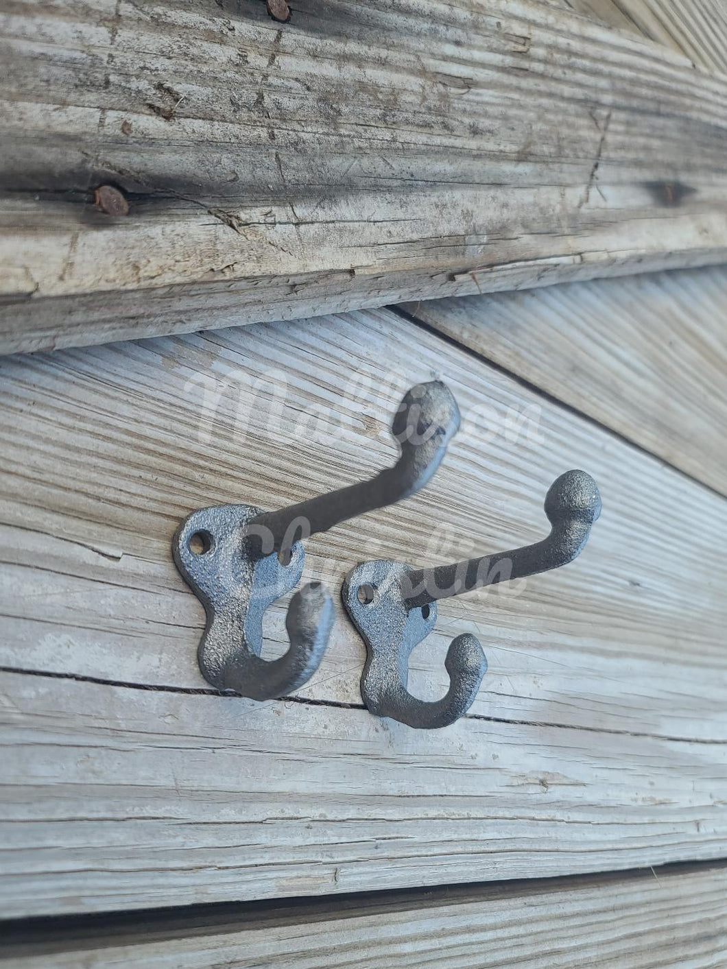 2 Cast Iron Coat Towel Hat Hooks