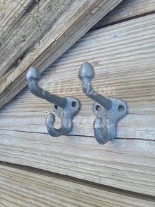 2 Cast Iron Coat Towel Hat Hooks