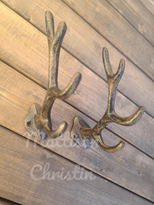 2 Single Deer Antler Hook