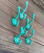 6 Teal Green Cast Iron Coat Hat Towel Hook