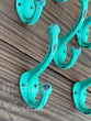 6 Teal Green Cast Iron Coat Hat Towel Hook