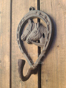 Teardrop Horse Western Themed Cast Iron Key Towel Hat Coat Hook