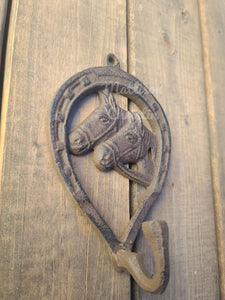 Teardrop Horse Western Themed Cast Iron Key Towel Hat Coat Hook