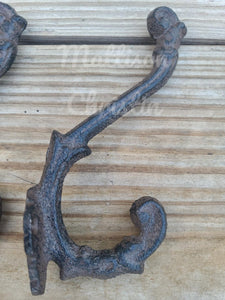 2 Victorian Cast Iron Coat Towel Hat Hook