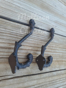 2 Victorian Cast Iron Coat Towel Hat Hook