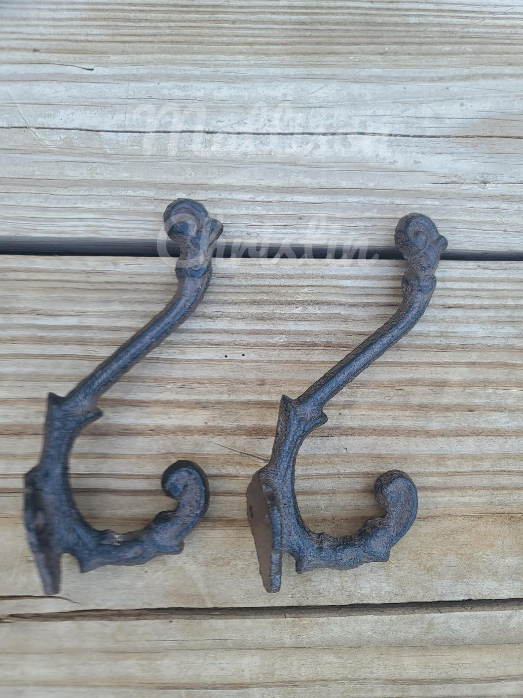 2 Victorian Cast Iron Coat Towel Hat Hook