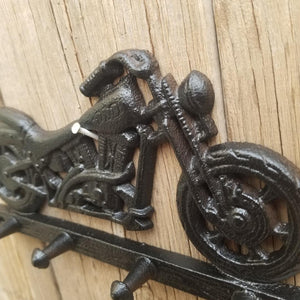 Black Motorcycle Cast Iron Hook Key Rack