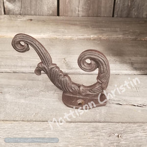 Brown Cast Iron Victorian Towel Hat Key Coat Hook Key Rack Set of 2