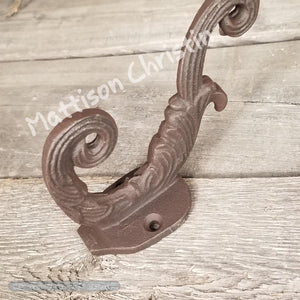 Brown Cast Iron Victorian Towel Hat Key Coat Hook Key Rack Set of 2