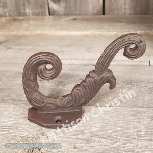 Brown Cast Iron Victorian Towel Hat Key Coat Hook Key Rack Set of 2