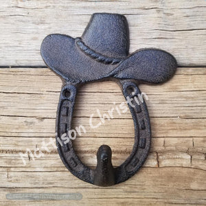 Cowboy Hat Horseshoe Cast Iron Hook