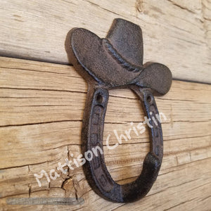 Cowboy Hat Horseshoe Cast Iron Hook