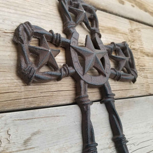 Cast Iron Star Barbwire Cross