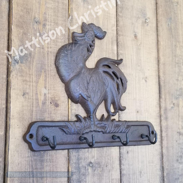 Crowing Rooster Cast Iron Towel Hat Coat Key Hook Rack – Mattison Christin
