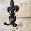 Large Black Cast Iron Fleur de Lis Double Hook