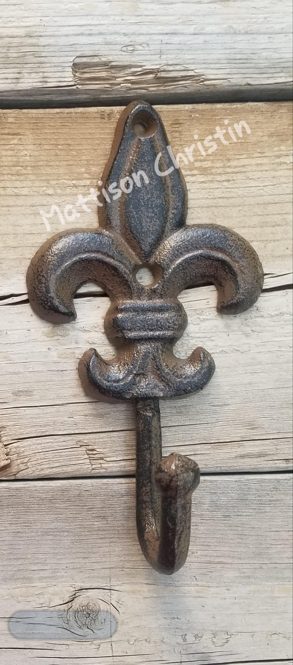 Fleur De Lis Cast Iron Coat Towel Key Hook Rack