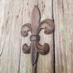 2 Large Fleur de Lis Cast Iron Hook