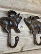 S/2 Cast Iron Flying Pig Coat Hat Key Towel Hook
