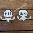 Hers Black and White Cast Iron Towel Hat Key Coat Hook