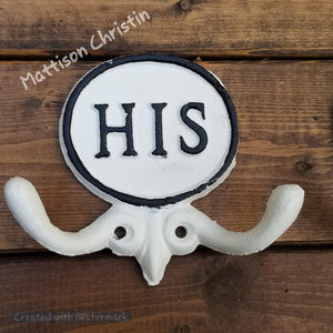 HIS Black and White Cast Iron Towel Hat Key Coat Hook