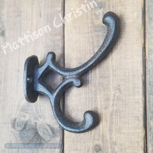 S/3 Cast Iron Swirl Hook Key Hat Coat Towel