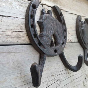 Horseshoe Horse Double Hook Coat Key Towel Hook