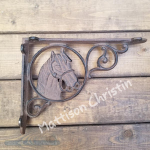 Set of 2 Cast Iron Horse Head Shelf Brace Bracket