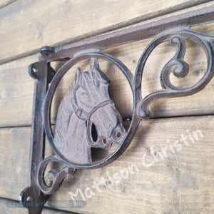 Set of 2 Cast Iron Horse Head Shelf Brace Bracket