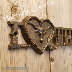 I Love Texas Cast Iron Wall Plaque