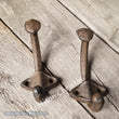 2 Brown Cast Iron Coat Hat Towel Key Hook