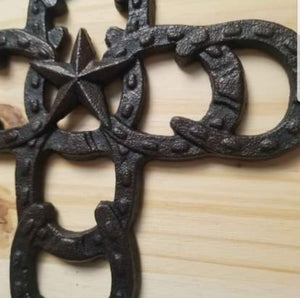 Horseshoe Star Western Cast Iron Cross