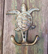 3 Green Verdigris Patina Sea Turtle Hook