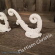 White Cast Iron Victorian Towel Hat Key Coat Hook Key Rack Set of 2